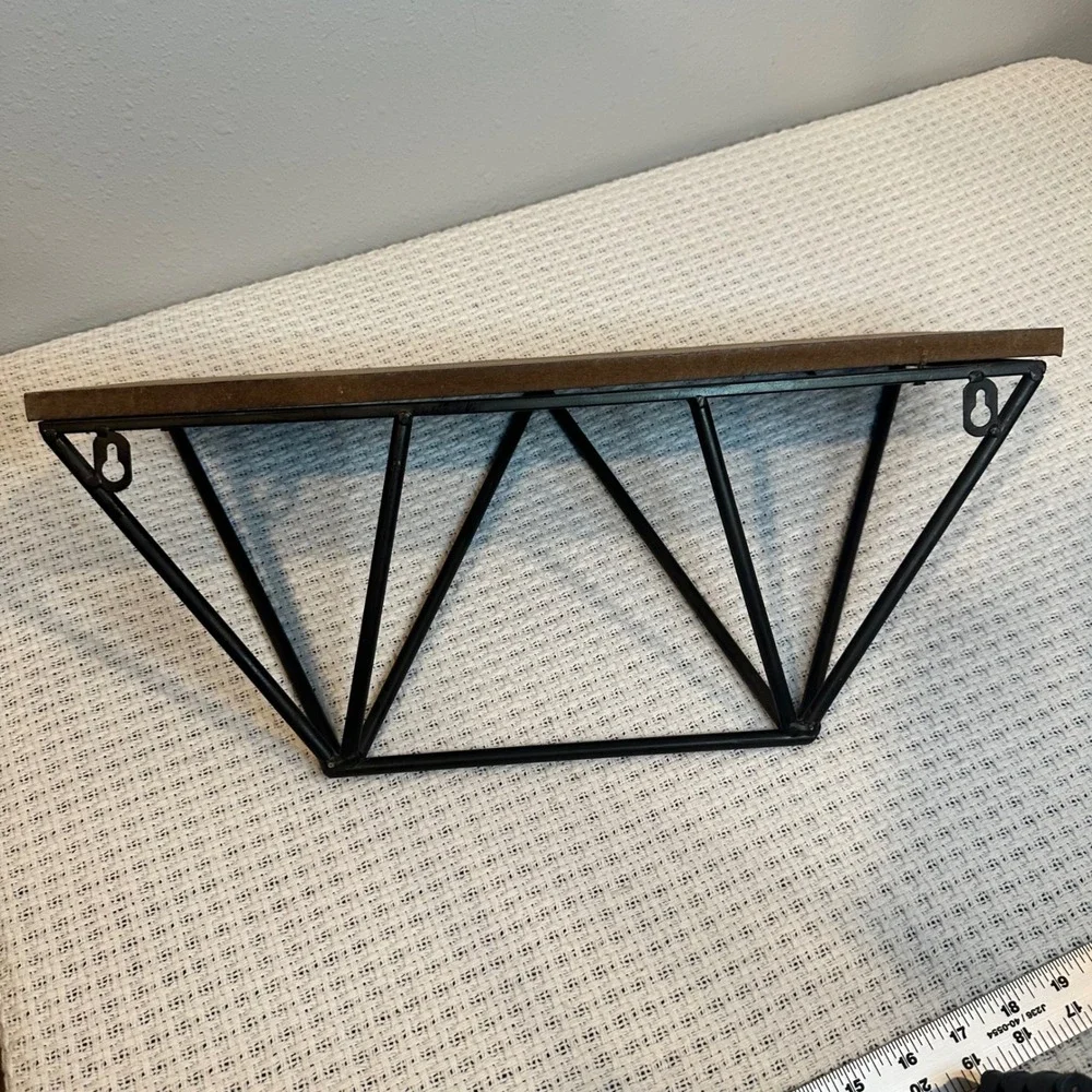 Floating Wall Shelf Home 18in Brown Black Geometric‎ Industrial Modern Decor